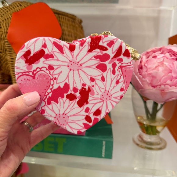 NWT Lilly Pulitzer Pink and Red Heart Jewelry Case - Coconut Dear Heart - Picture 12 of 17
